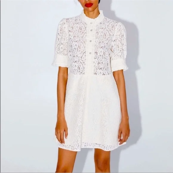 Zara | Dresses | Beautiful Lace Dress From Zara Worn Once All Buttons  Enacted But Extra Shown | Poshmark